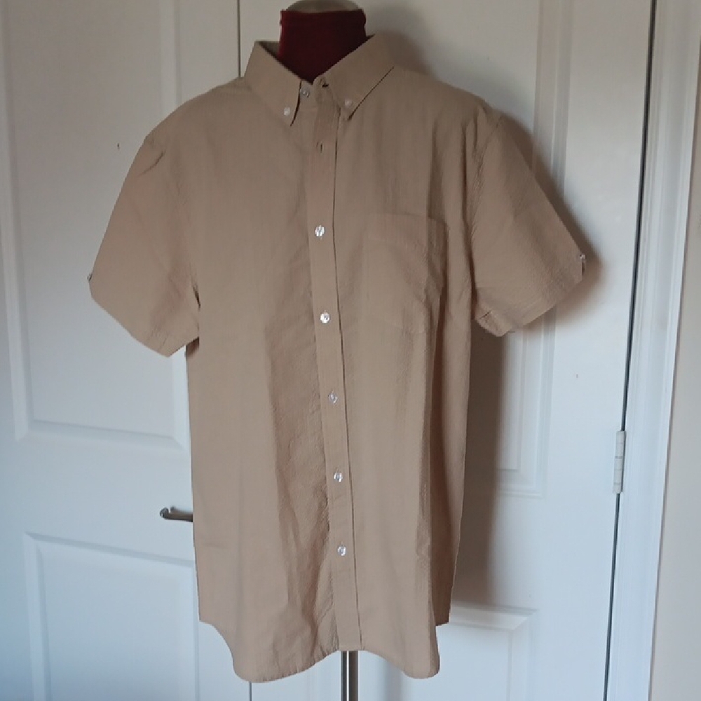 Ben Sherman Classic Tan Short Sleeve Button Down Shirt, Sz. XL, NWOT
